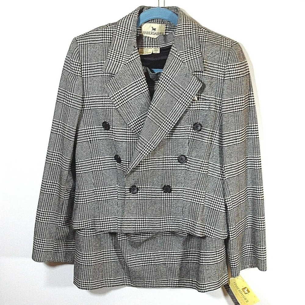 Vintage Haberdasher Wool Houndstooth Skirt Suit 14
